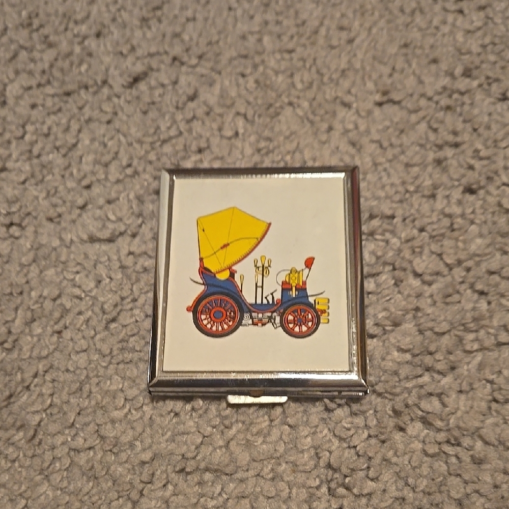 Vintage Car Design Compact Mirror Address Book